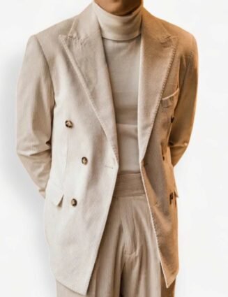 Wedding corduroy double breast suit