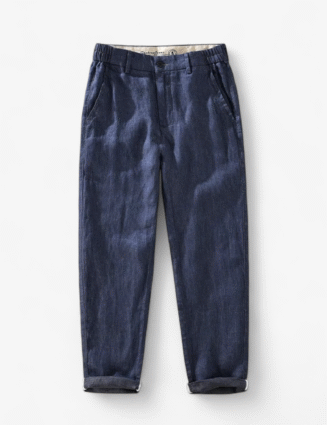 Slim-fit straight linen pants