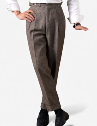 Herringbone wool-blend autumn trousers