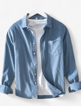 Casual cotton long sleeve shirt with pocket