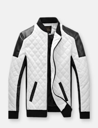 Antonios Biker Black-White Leather Jacket